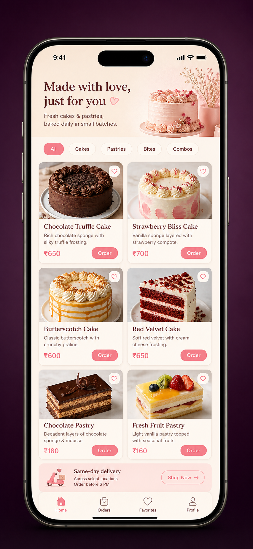 Home bakery or small shop app mobile app demo