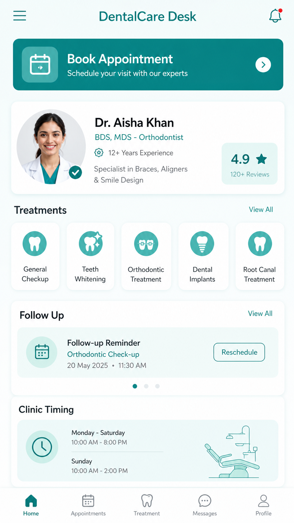 DentalCare Desk app screen
