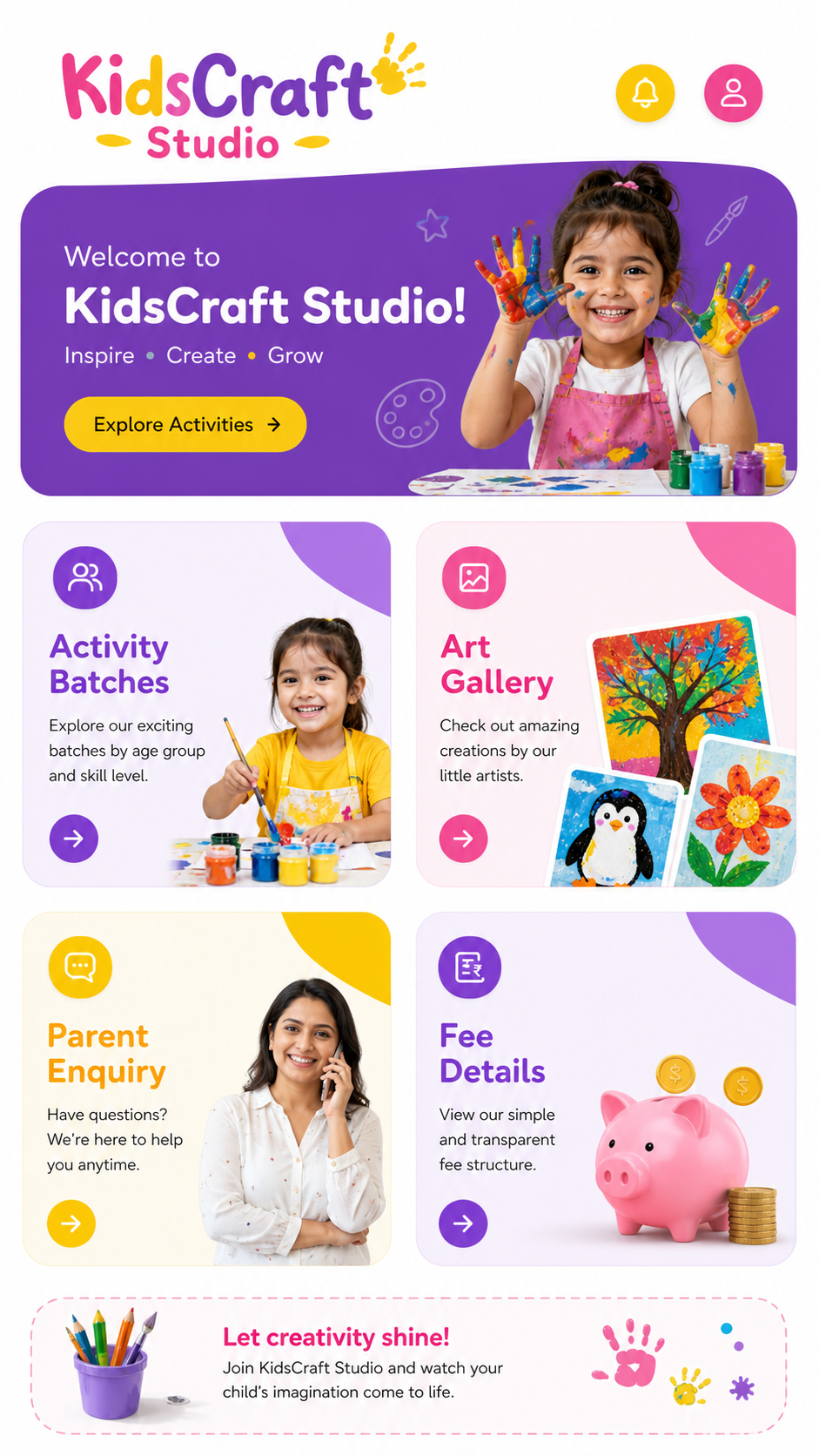 KidsCraft Studio app screen