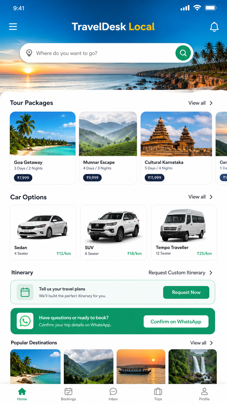TravelDesk Local app screen