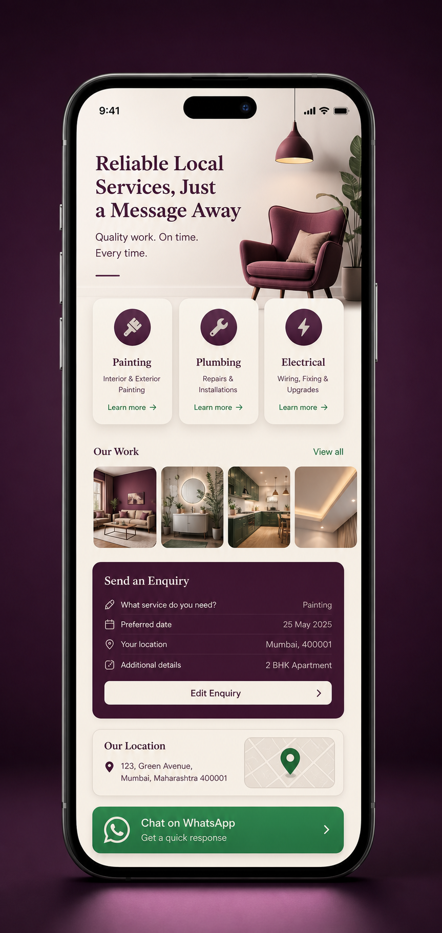 Local service business app mobile app demo